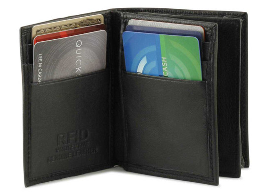 Credit Card Holder with Center Wing - Black