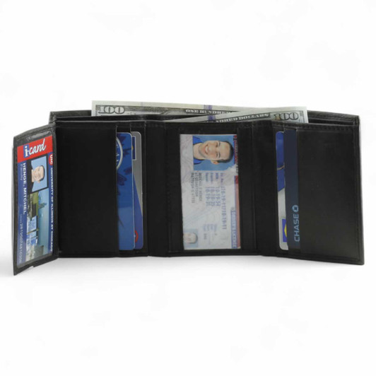 Trifold Wallet with Left Side Flip Up ID