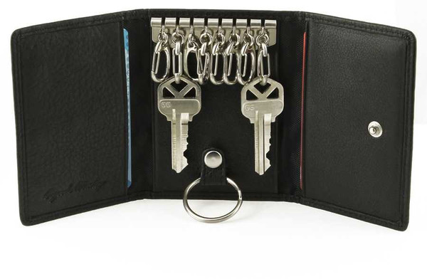 Leather Key Pouch Wallet Slim Keychain with 6 Key Holder