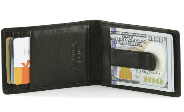 Leather Bifold Wallet with Money Clip