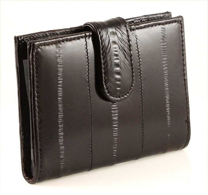 Eel Snap Credit Card Holder with ID Window Brown