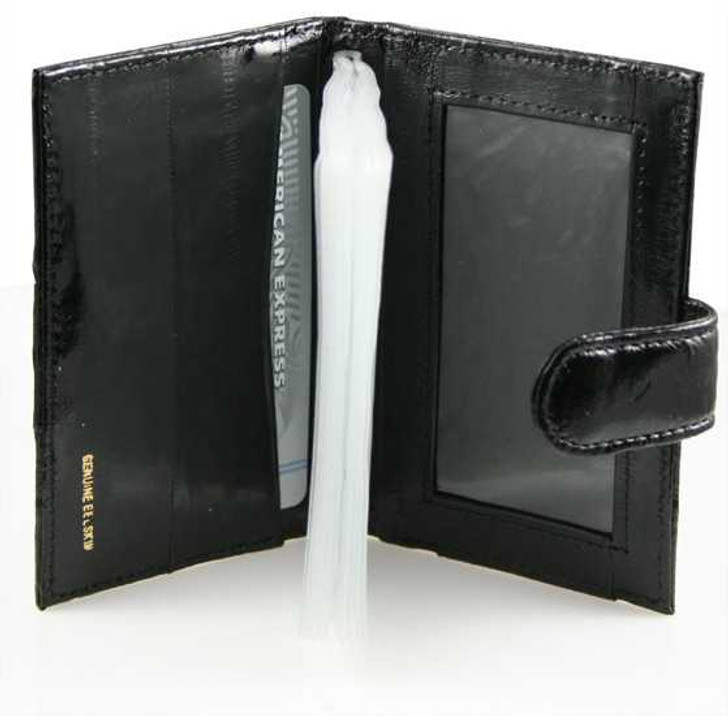eel skin credit card holders black open Black