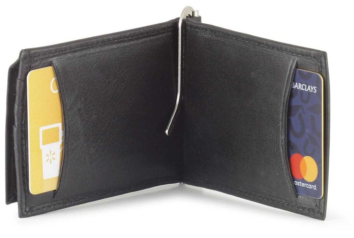 leather t fold money clip wallet