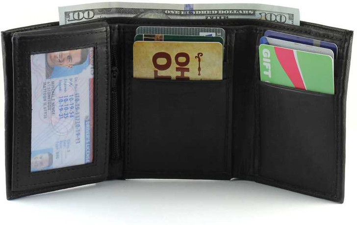 RFID Trifold Wallet for Men Open