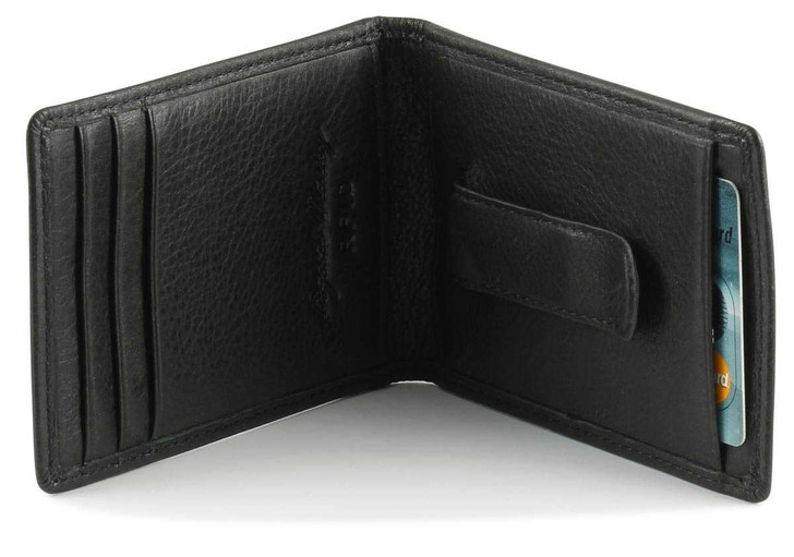 Wallet with Card Slot Behind Money Clip Inside - Black