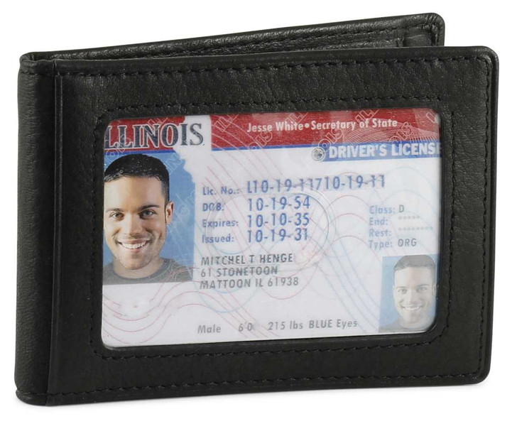 ID on Front of Money Clip - Black