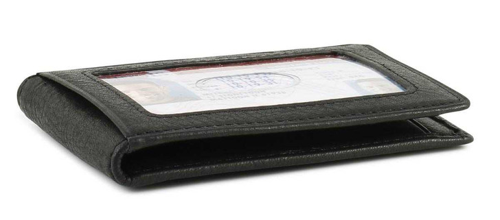 Wallet with Money Clip Inside Profile - Black