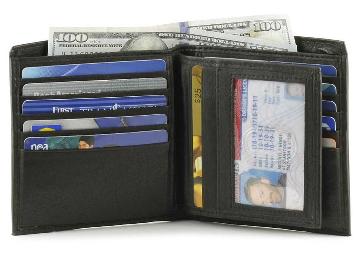 Mens Leather Hipster Wallet with Removable Card Case