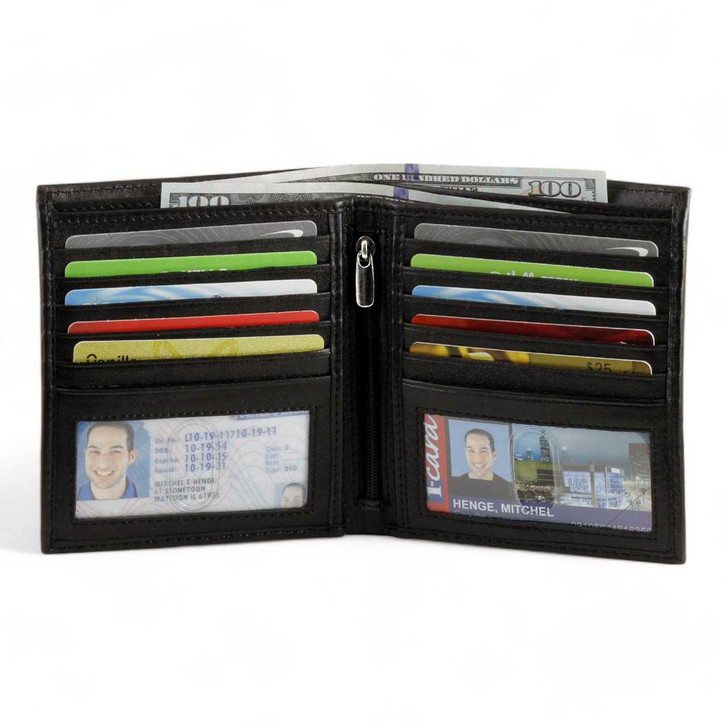 Mens Leather Hipster Wallet - Black