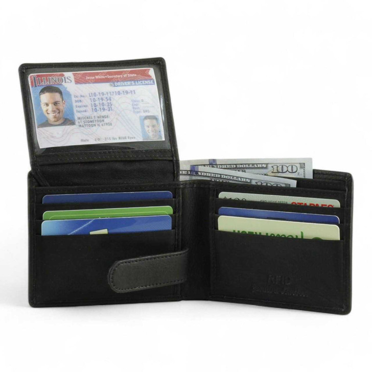 Bifold Wallet with Flip ID Flap-Black