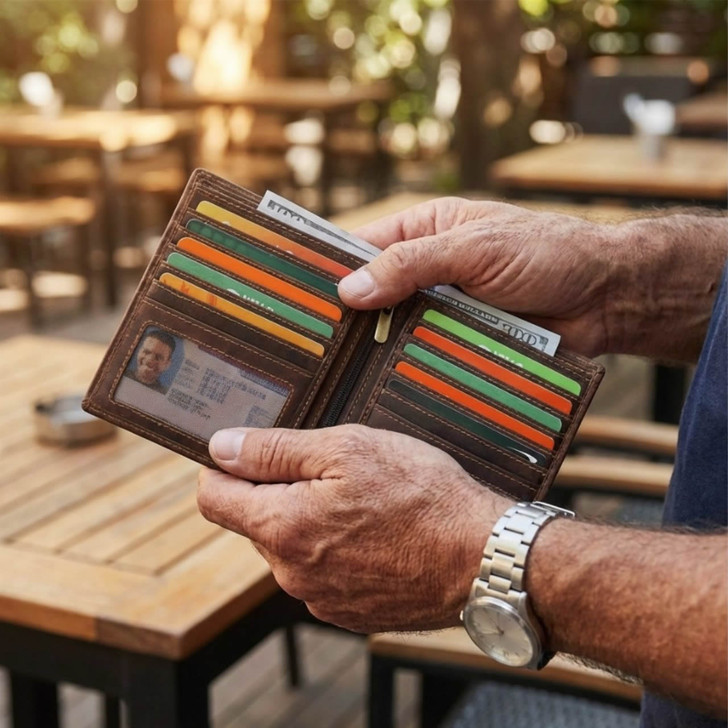 Hipster Wallet at Restaurant