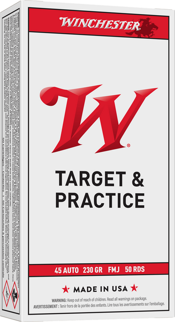 WINCHESTER USA WHITE BOX 45ACP 230GR FMJ 50RD BX 500RD CASE