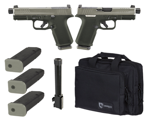 RUGER RXM TACTICAL BUNDLE 9MM PISTOL 4" THREADED, 2 TONE ODG O.R. RANGE BAG, 3-15RD MAGS