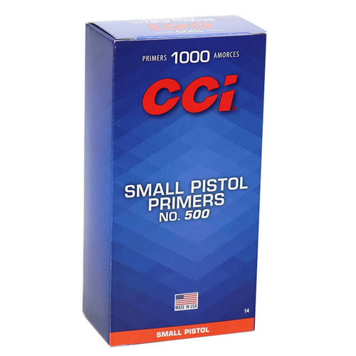 CCI 500 STD SMALL PISTOL PRIMER 100 RD/BX 10BX/BRICK 50 BX/CS