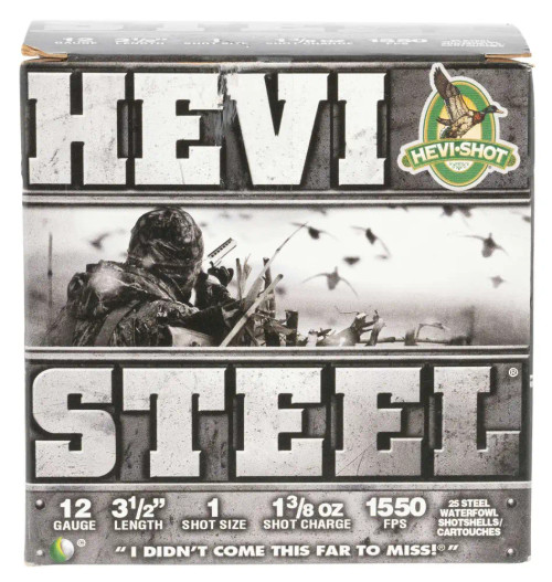 HEVI-SHOT HEVI-STEEL 12GA 3-1/2IN 1-3/8OZ #1 25 RD/BX 10 BX/CS