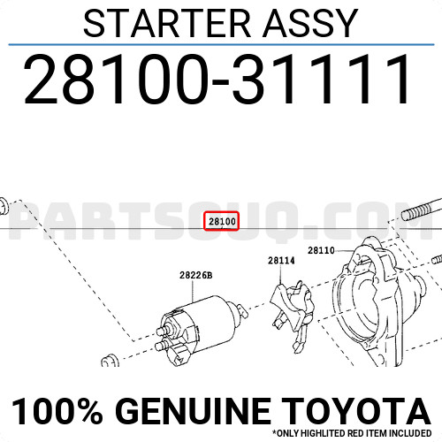 TOYOTA  Motor Assembly Starter 2810031110