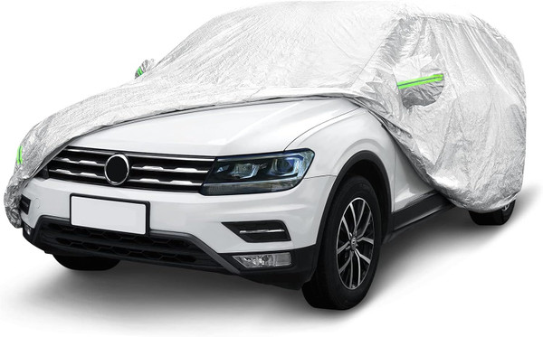 SUV Car Cover Waterproof All Weather, Full Exterior Covers with Driver Side Zippe，UV-Proof Waterproof Dustproof Windproof Scratch Resistant with Reflective Strip, L（Up to 190.9 Inches