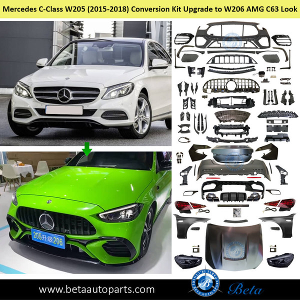 MERCEDES C-CLASS W205 (2015-2018), BODY KIT CONVERSION UPGRADE TO W206 AMG C63 LOOK, CHINA