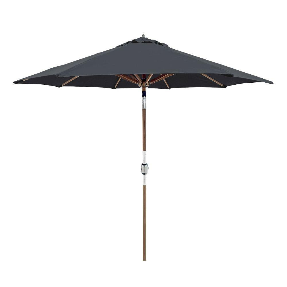 9 Foot Teak Wood Crank Lift Octagon Market Umbrella by Galtech