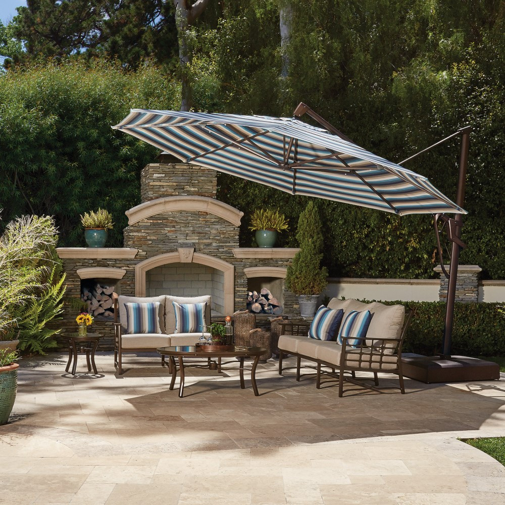 13 Foot Aluminum Manual Lift Octagon Cantilever Umbrella by