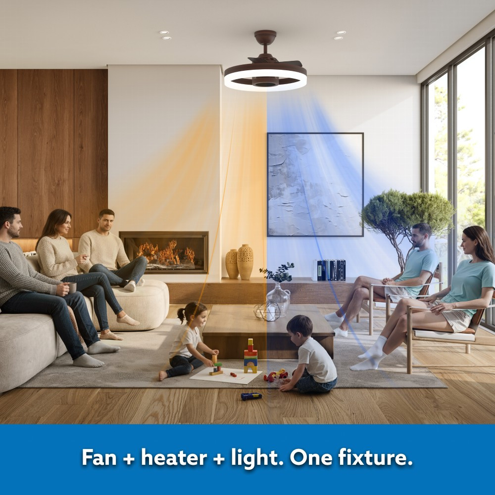 SkyFan and Turbo Heater 24in LED Fandelier Matte Black Plug and Play by SkyX - 2250-MB