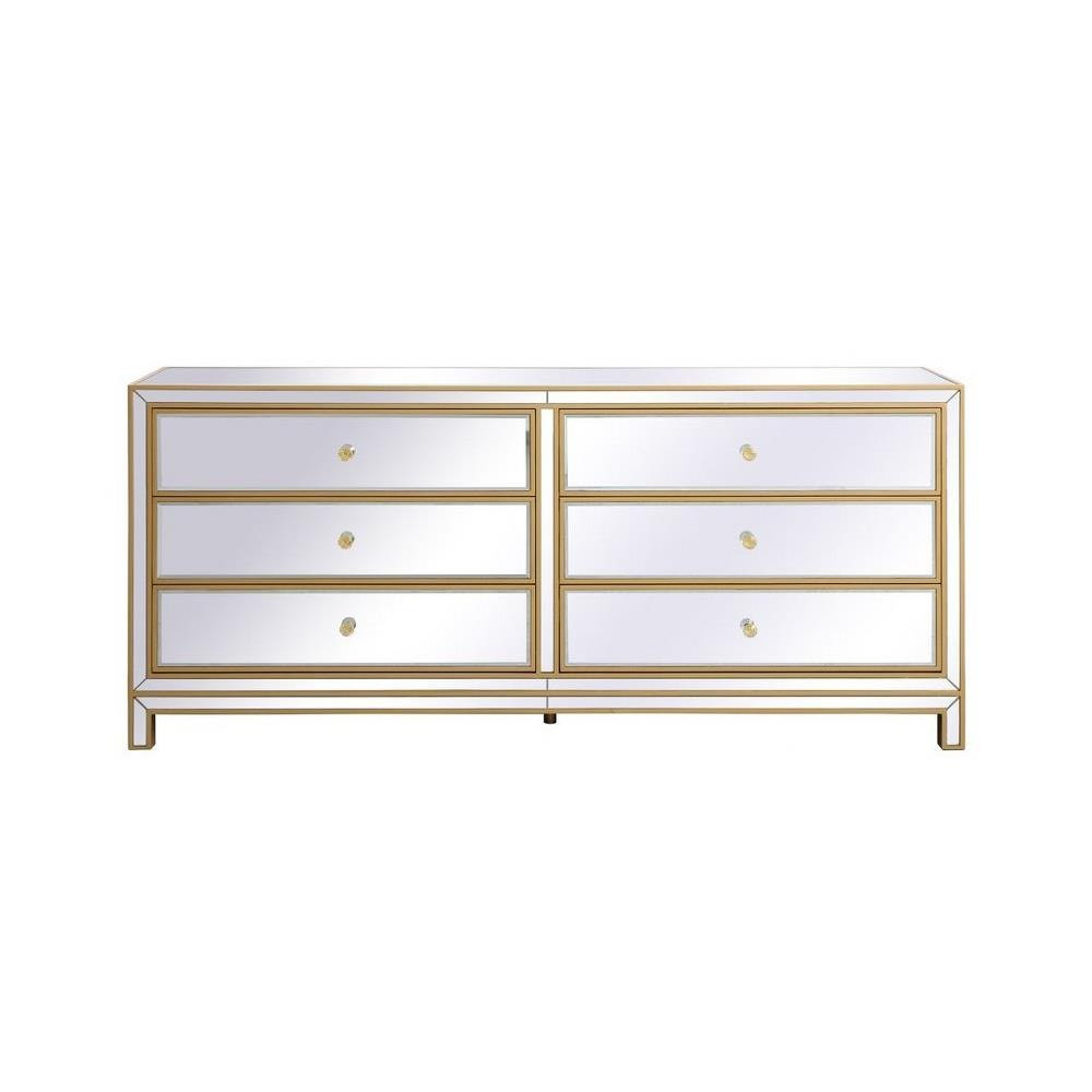 Reflexion 6 Drawer Mirrored Chest 32 Inch Tall by Elegant Decor - MF73672