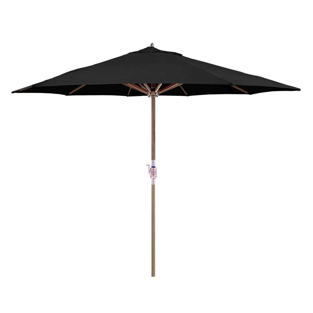 Galtech 587TK 11' Crank Teak Umbrella, Navy Blue