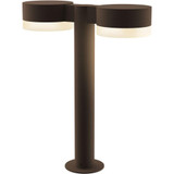 Sazei Court 2 LED Plate Cap and White Cylinder Double Bollard 16 Inch - 181-BEL-1395863