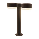 Sazei Court 2 LED Plate Cap and White Cylinder Double Bollard 16 Inch - 181-BEL-1395863