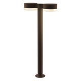 Sazei Court 2 LED Plate Cap and White Cylinder Double Bollard 28 Inch - 181-BEL-1395879