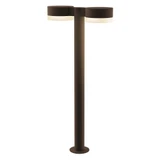 Sazei Court 2 LED Plate Cap and White Cylinder Double Bollard 28 Inch - 181-BEL-1395879