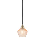 1 Light Dome Cord Hung Pendant 7.5 Inch Tall and 6 Inch Wide by Toltec - 32-4613