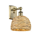 Woven Rattan 1 Light Wall Sconce 9.75 Inch and 8 Inch Wide by Innovations - 516-1W-RBD-8