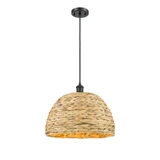Woven Rattan 1 Light Mini Pendant 13 and 15.75 Inch Wide by Innovations - 516-1P-RBD-16