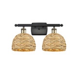 Woven Rattan 2 Light Bath Vanity 9.75 Inch and 18 Inch Wide by Innovations - 516-2W-RBD-8