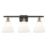 Berkshire Glass 3 Light Bath Vanity 11 Inch and 28 Inch Wide by Innovations - 516-3W-GBC-8