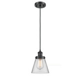 Cone 100W 1 LED Cord Hung Mini Pendant 9 and 6 Inch Wide by Innovations - 916-1P-G6-LED