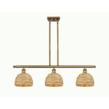 Woven Rattan 3 Light Island 9.25 Inch Tall and 36 Inch Wide by Innovations - 516-3I-RBD-8
