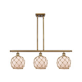 Farmhouse Rope 100W 3 LED Stem Hung Island 10.5X36 Inch Wide by Innovations - 516-3I-G12-8R-LED