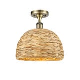 Woven Rattan 1 Light Semi Flush Mount 12 and 12 Inch Wide by Innovations - 516-1C-RBD-12