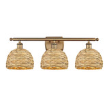 Woven Rattan 3 Light Bath Vanity 9.75 Inch and 28 Inch Wide by Innovations - 516-3W-RBD-8