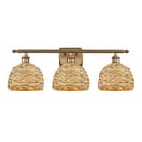 Woven Rattan 3 Light Bath Vanity 9.75 Inch and 28 Inch Wide by Innovations - 516-3W-RBD-8