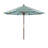9 Foot Hardwood Manual Lift Round Market Umbrella by CA Umbrella - MARE908