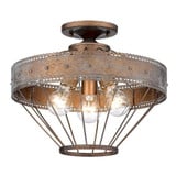 Ferris 3 Light 15 Inch Wide Semi Flush Mount by Golden - 7856-SF