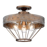 Ferris 3 Light 15 Inch Wide Semi Flush Mount by Golden - 7856-SF