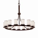 Textile Dakota 15 Light Oversized Chandelier by Justice Design - FAB-8715-10-WHTE