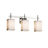 Textile Union 3 Light Square Whte Vanity Light by Justice Design - FAB-8413-15-WHTE