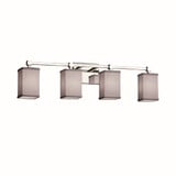 Textile Tetra 4 Light Square Gray Vanity Light by Justice Design - FAB-8424-15-GRAY