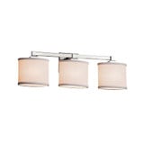 Textile Regency 3 Light Oval Whte Vanity Light by Justice Design - FAB-8433-30-WHTE