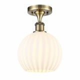 White Venetian 1 Light 8 Inch Wide Steel Semi Flush Mount by Innovations - 516-1C-G1217-8